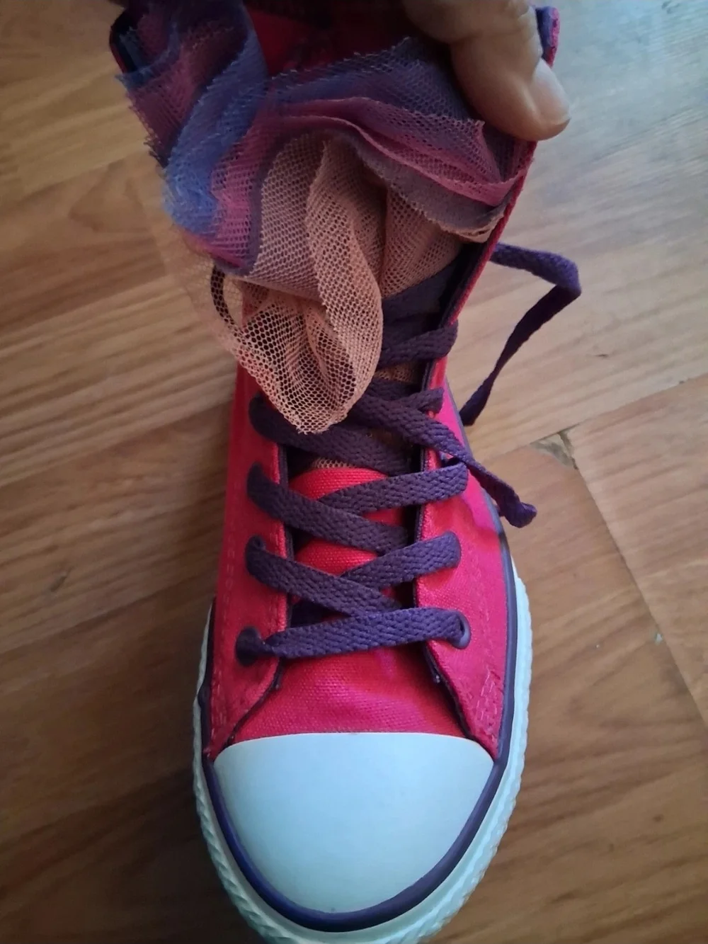 Converse Kids' Bright Pink High-Top Sneakers with Purple Laces